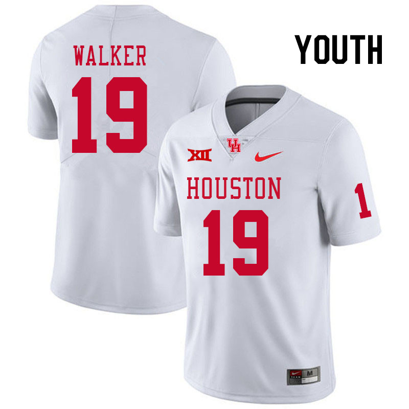 Youth #19 Kelan Walker Houston Cougars College Football Jerseys Stitched Sale-White - Click Image to Close
